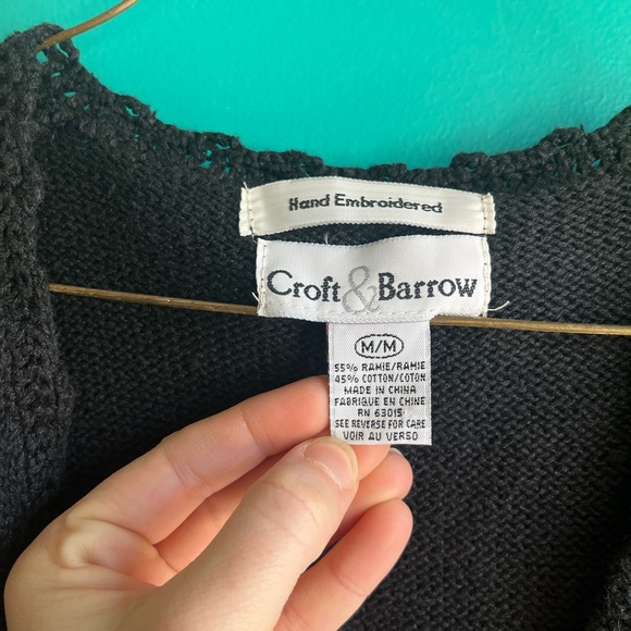 Croft & Barrow Black Hand-Embroidered Vest - Picture 4 of 6